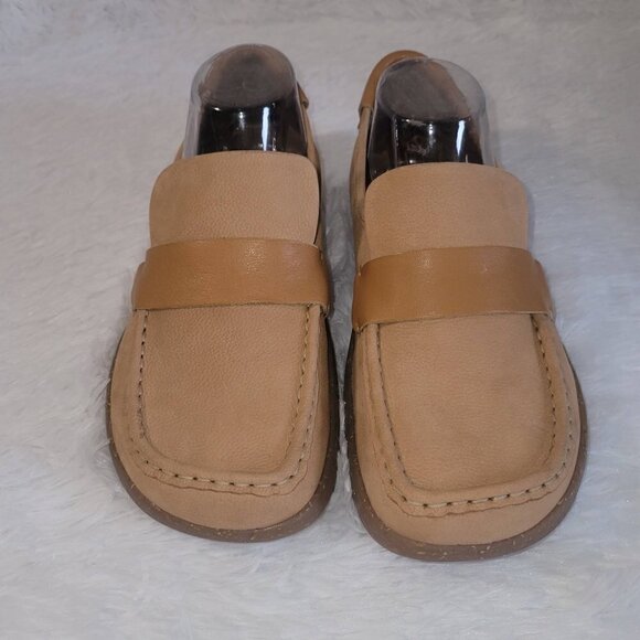 NWOB Kalso Earth Shoes DARBY NUBUCK COGNAC Negative Heel Loafers size 8 - Picture 1 of 8